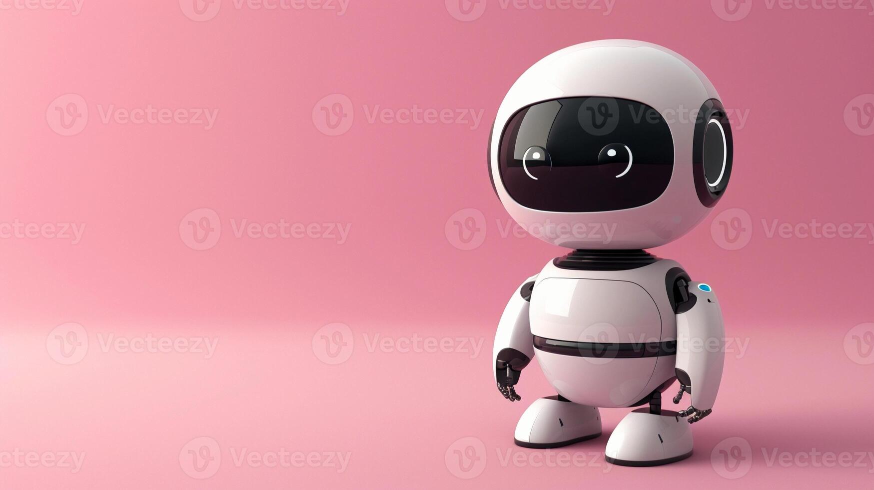 ai gerado 3d chatbot gpt mascote. futurista tecnologia Rosa bandeira com robô e cópia de espaço. ai gerado foto