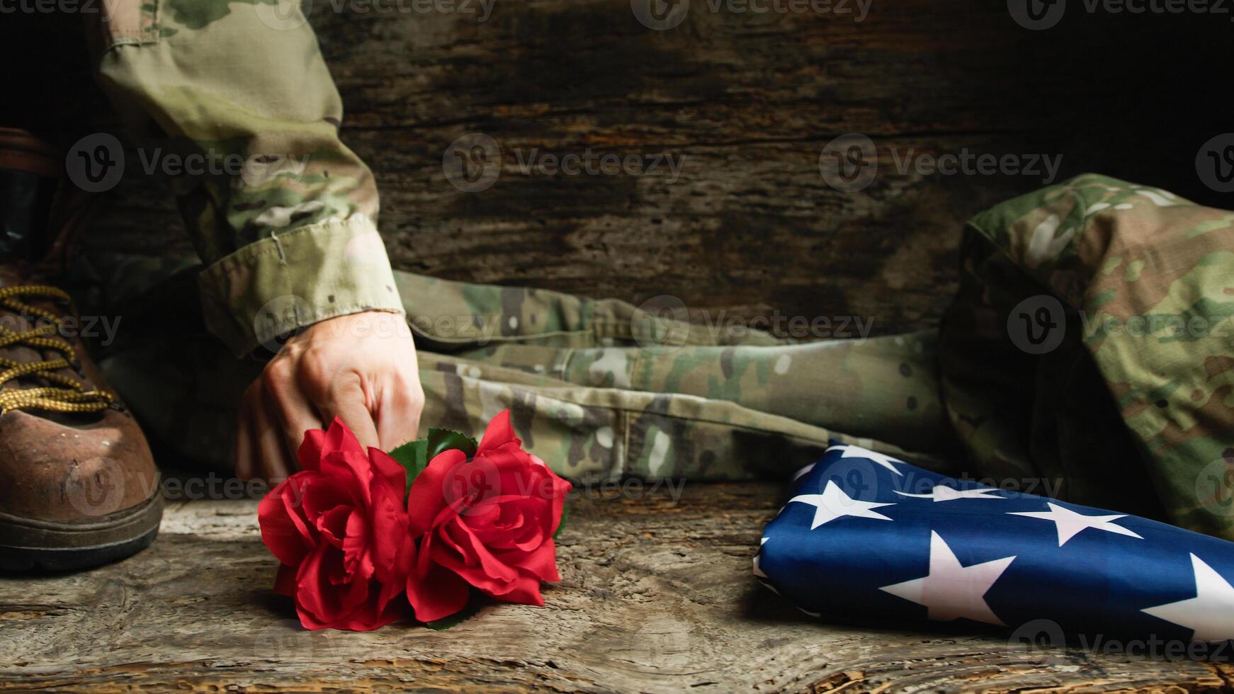 vermelho rosas para veteranos dia foto