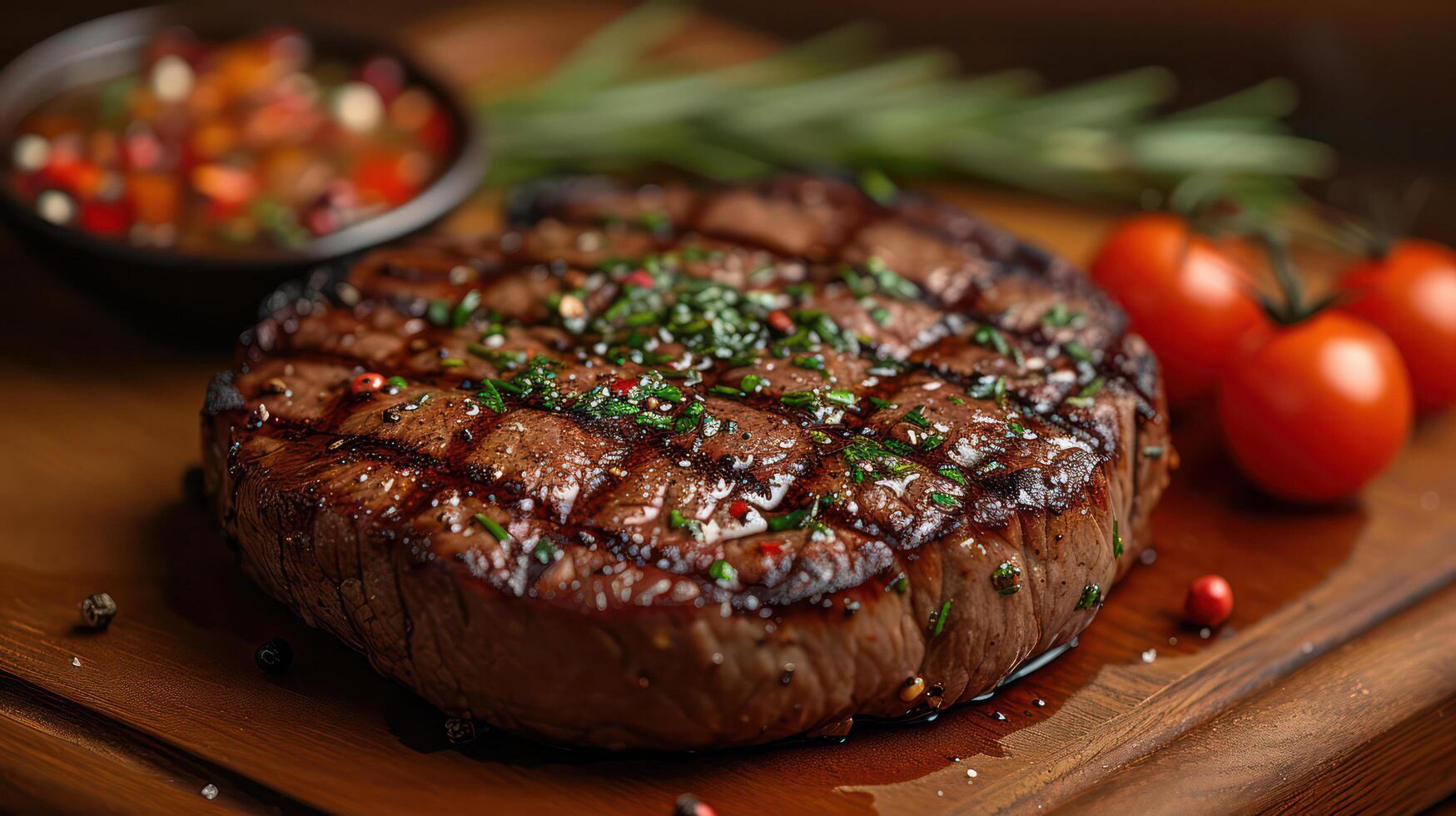 ai gerado delicioso carne bife dentro restaurante para jantar foto