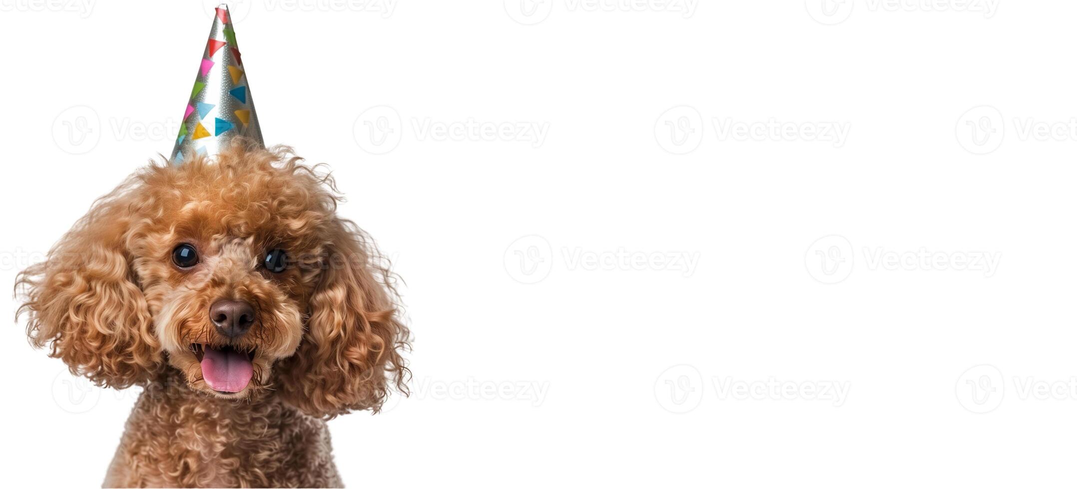 ai gerado fofa aniversário poodle em uma branco isolado fundo foto