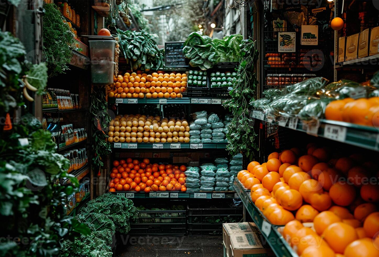 ai gerado mercearia loja, exibição casos com produtos - ai gerado imagem foto