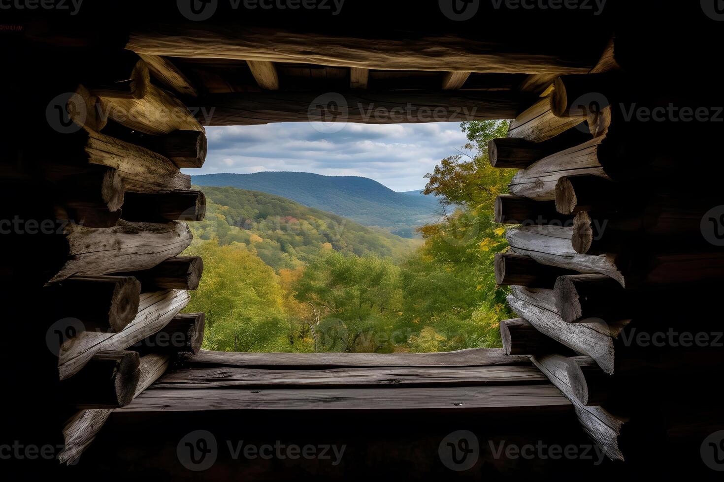 ai gerado panorama natureza Visão fundo. Visão a partir de janela às uma Maravilhoso panorama natureza visualizar. neural rede ai gerado foto