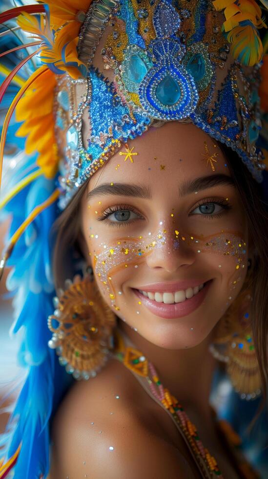 ai gerado lindo mulher em carnaval - generativo ai foto