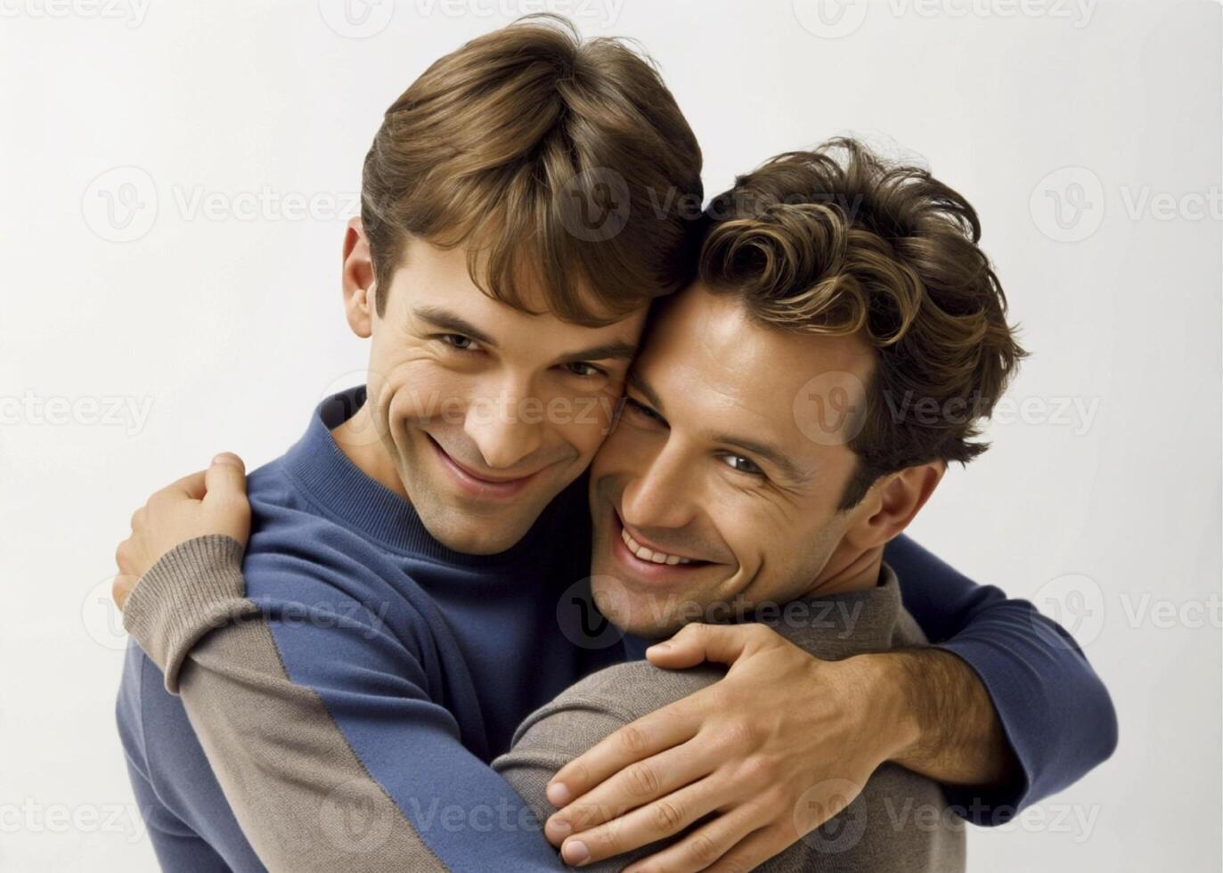 ai gerado jovem casal gay abraçando foto
