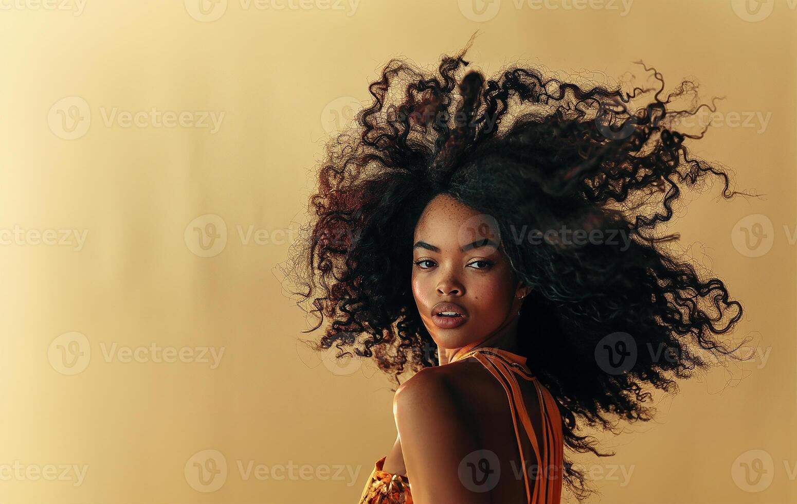 ai gerado cabelo dentro harmonia feliz saltar e dança foto