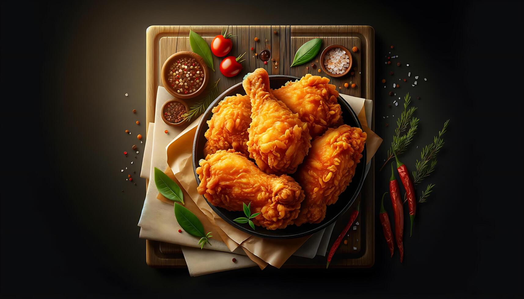 ai gerado frito frango crocantes em uma fundo, velozes Comida foto