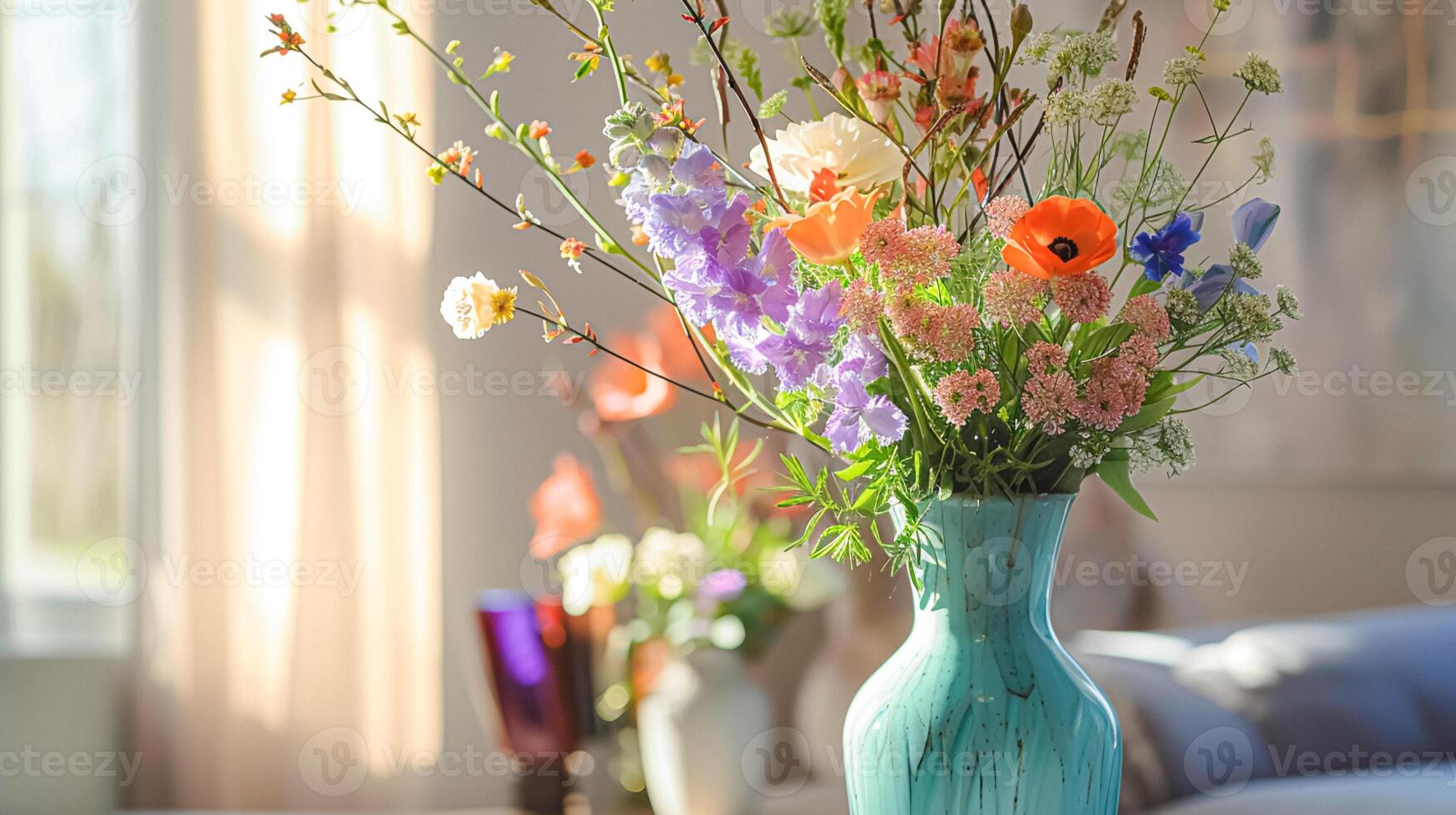 ai gerado Primavera flores dentro vintage vaso, lindo floral arranjo, casa decoração, Casamento e florista Projeto foto