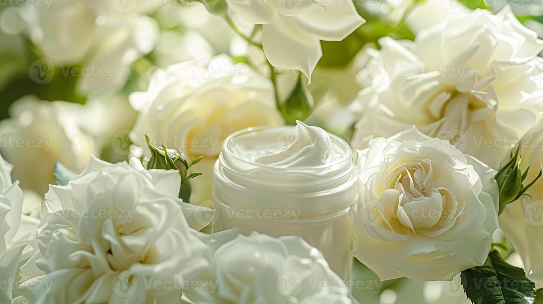 ai gerado face creme hidratante Como cuidados com a pele e cuidados com o corpo produtos com flores fundo, spa e orgânico beleza cosméticos para natural pele Cuidado rotina foto