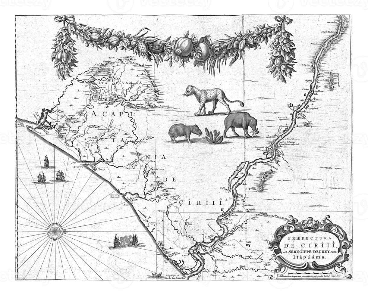 mapa do a costa do brasil, 1647, vintage ilustração. foto