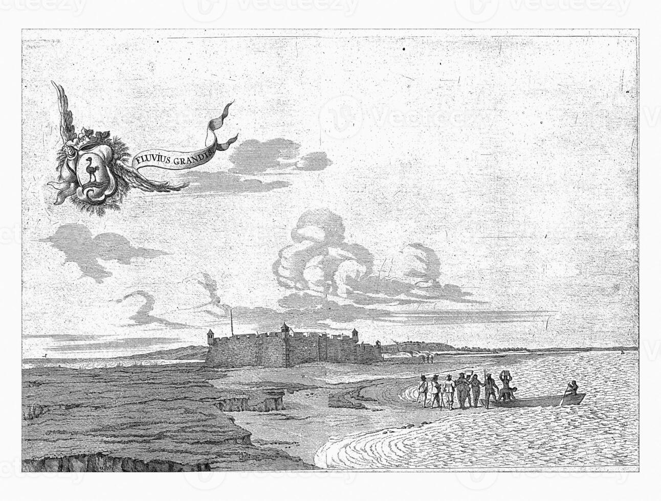 Visão do forte ceuleno, c. 1636-1644, vintage ilustração. foto