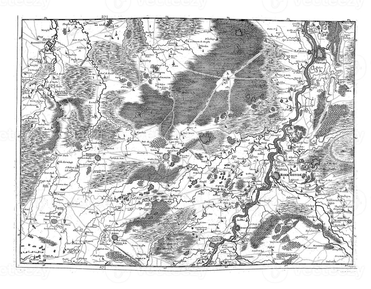 mapa do a arredores do roermond e Venlo, vintage ilustração. foto