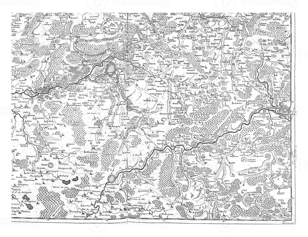 mapa do Hainaut e norte França, vintage ilustração. foto