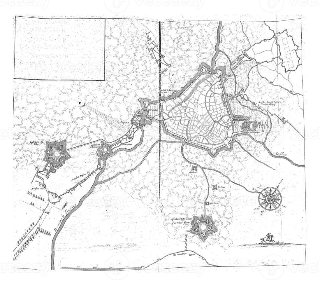 mapa do a cerco do cova bosch, vintage ilustração. foto