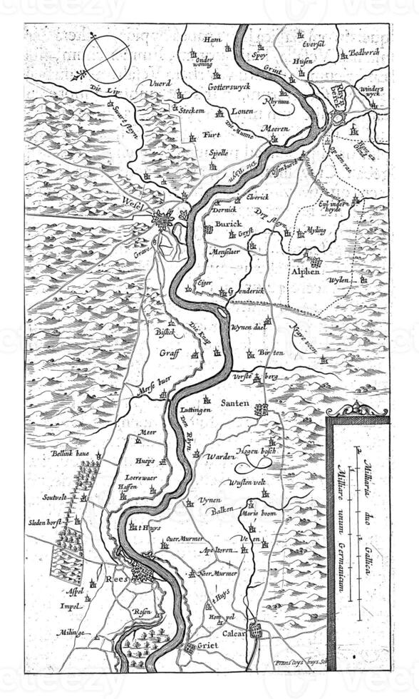 mapa do wesel e arredores, vintage ilustração. foto