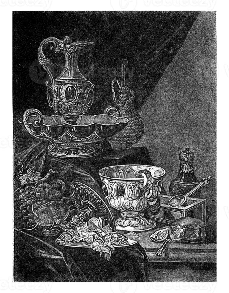 ainda vida com taças e taças, Jacob cara, 1670 - 1724 foto