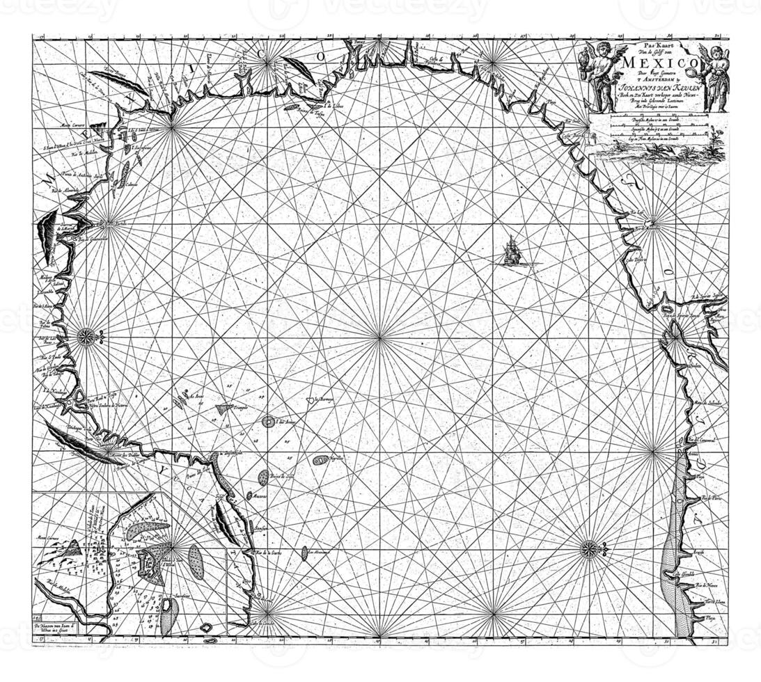 Passaporte mapa do a golfo do México e a golfo campeche, jan luyken foto