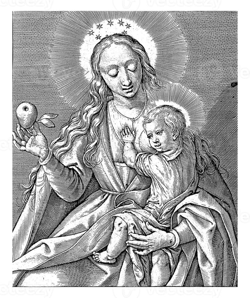 Maria com a Cristo criança às a seios, hierônimo wierix, 1563 - antes 1619 foto