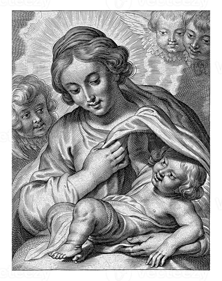 Maria com criança e querubins foto