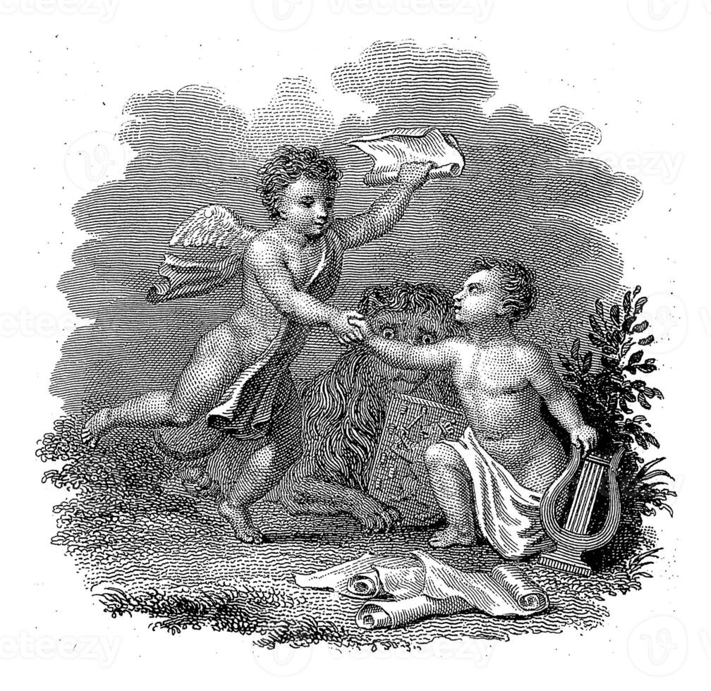 dois putti às holandês Leeuw, filipo Velijn, depois de haatje Pedro oosterhuis, 1797 - 1836 foto