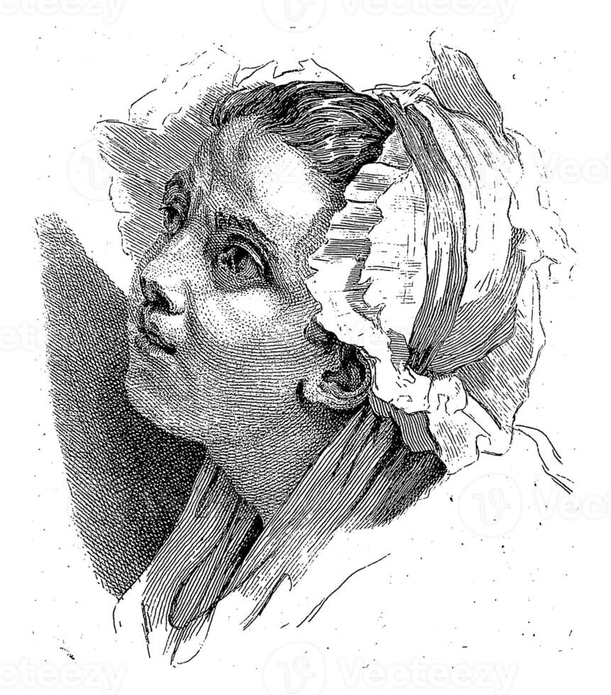 cabeça do uma jovem mulher, girando esquerda, Pierre Charles ingouf, depois de Jean Baptiste Greuze, c. 1766 foto