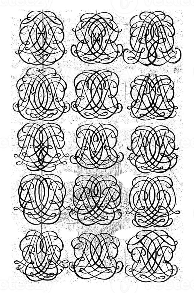 quinze carta monogramas bde-bdt, Daniel de lafeuille, c. 1690 - c. 1691 foto
