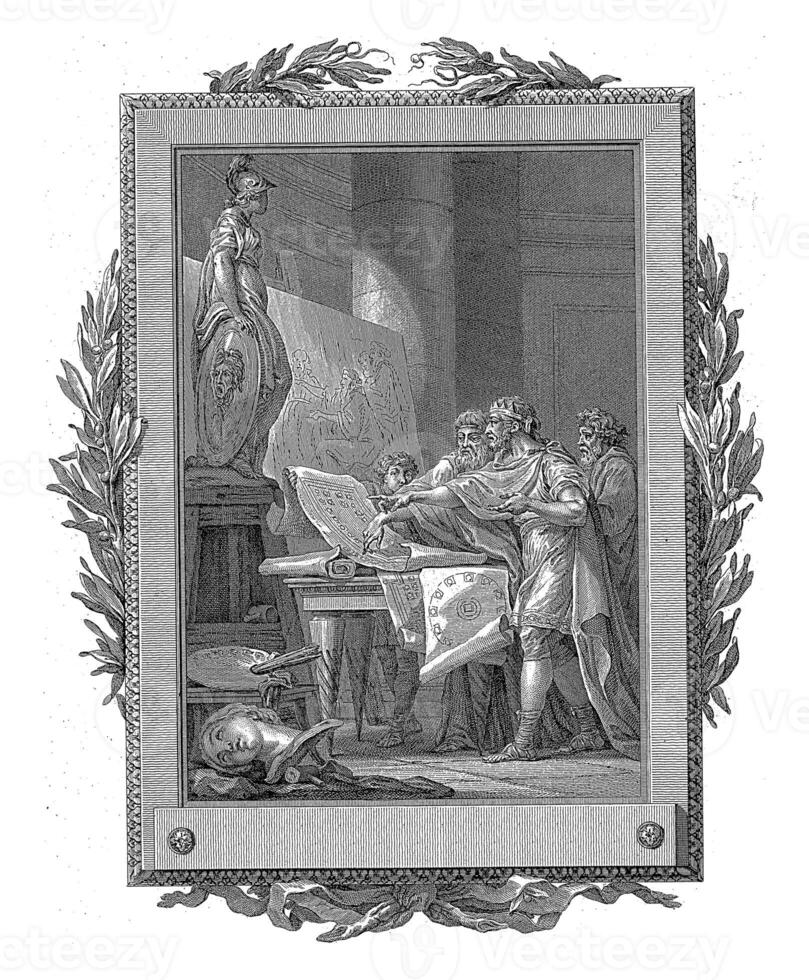 mentor mostra Idomeneu regulamentos para a artes e a polícia às Salento, Jean Baptiste lagarto, depois de Charles Monet, 1785 foto