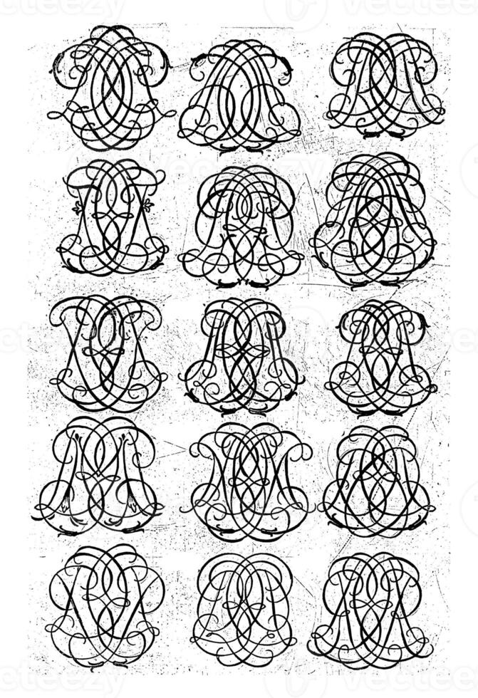 quinze carta monogramas bgn-cdg, Daniel de lafeuille, c. 1690 - c. 1691 foto