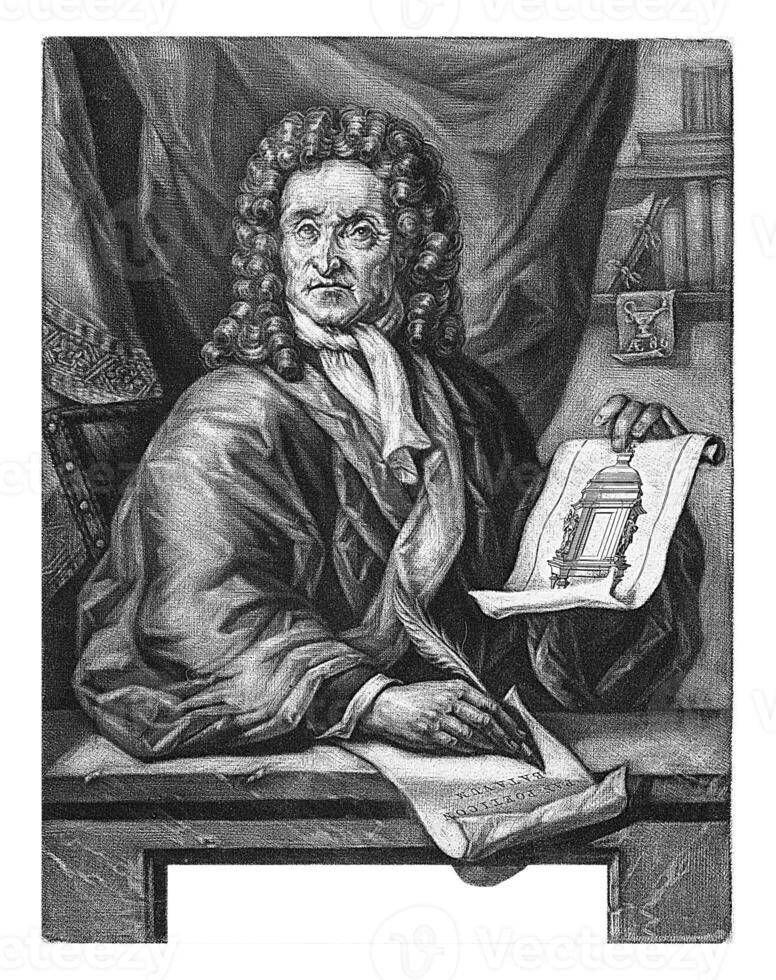 retrato do lamber bidloo, Arnoud furgão halen, 1720 - 1732 foto