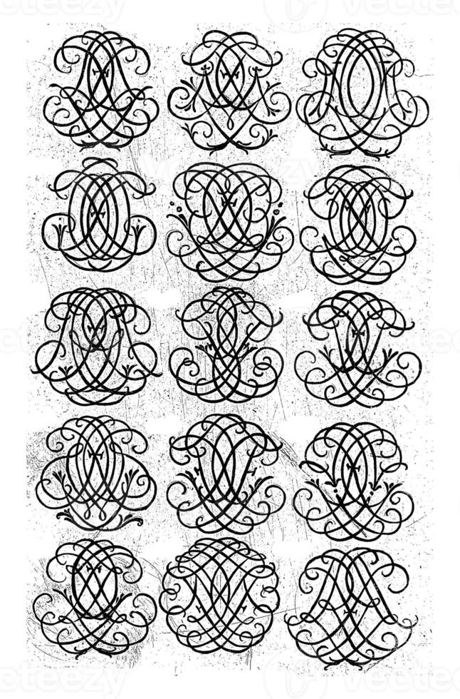 quinze carta monogramas fgl-frl, Daniel de lafeuille, c. 1690 - c. 1691 foto