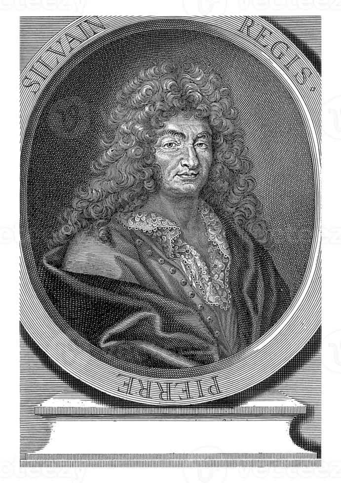 retrato do Pierre-Silvain regis e perfil em uma medalha, simon Thomassin, 1690 foto