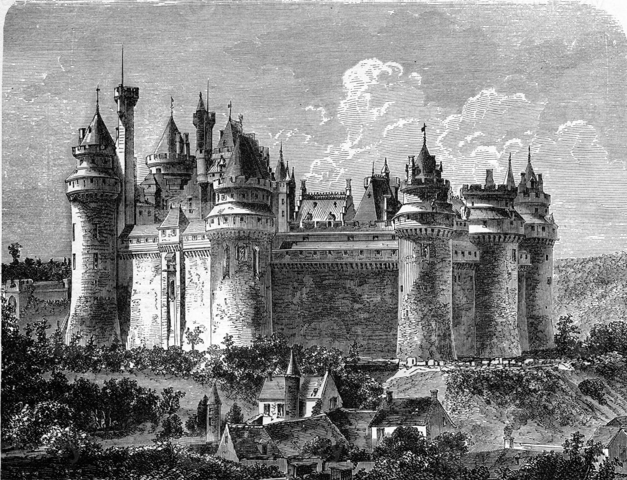 castelo de Pierrefonds, vintage gravação. foto