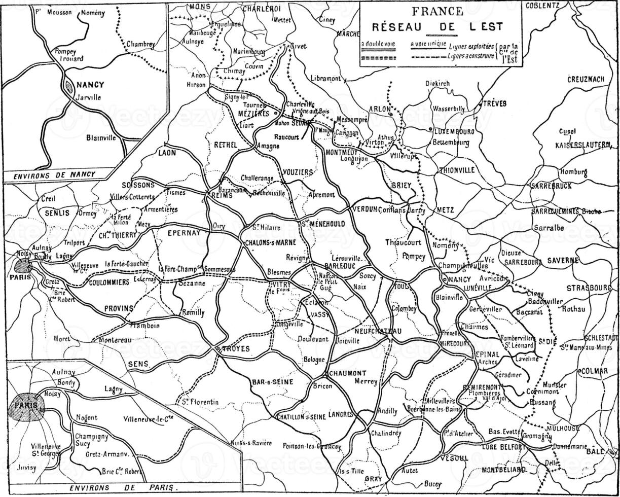 mapa do França, vintage gravação. foto