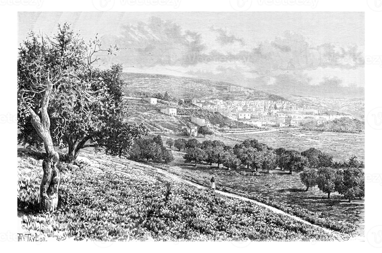 cidade do nazareth dentro Israel, vintage gravação foto