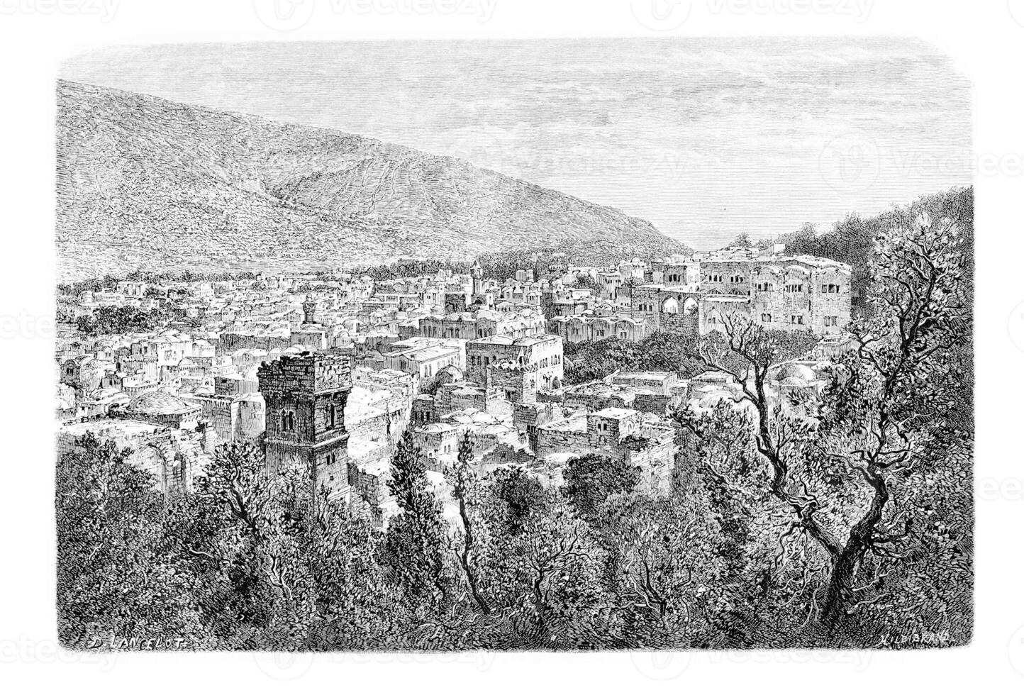 cidade do Nablus dentro oeste banco, Israel, vintage gravação foto