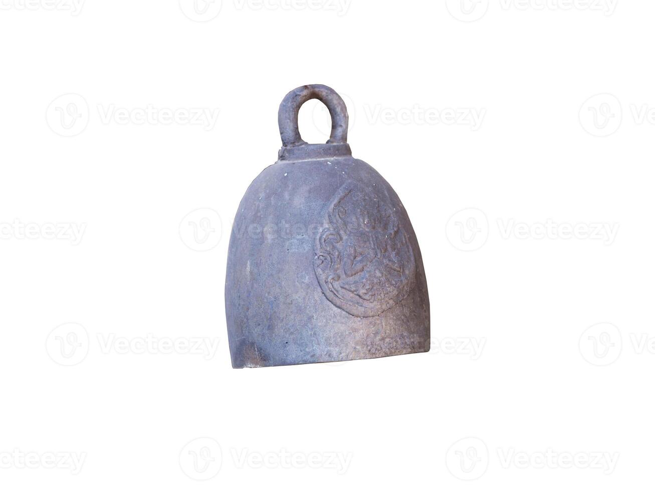 Antiguidade bronze campainha isolado em branco fundo foto