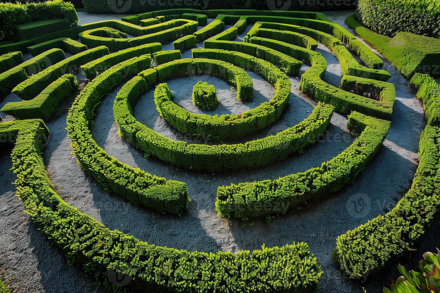 ai gerado ornamental cerca Labirinto dentro a jardim foto