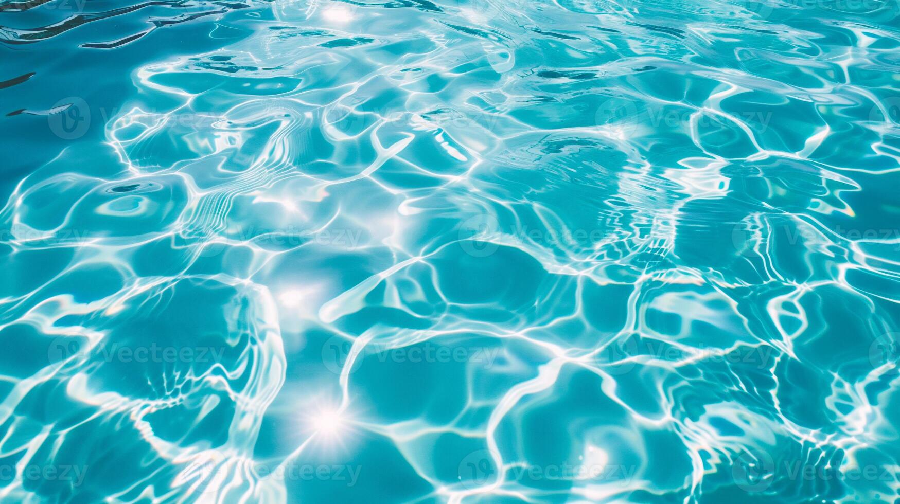 ai gerado azul água superfície com Sol reflexão dentro natação piscina. abstrato fundo. foto