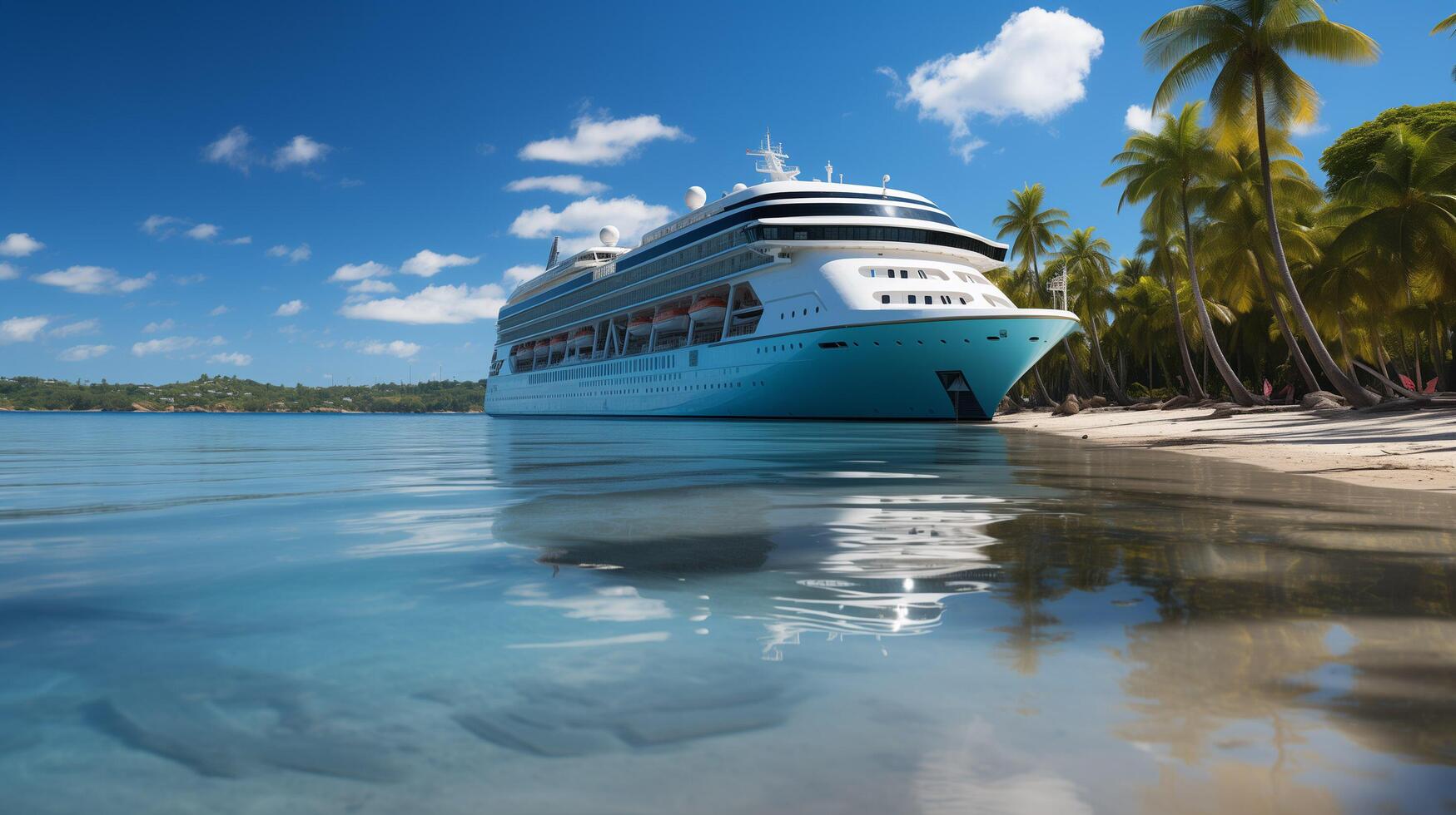 ai gerado uma luxo navio em a caribe costa foto