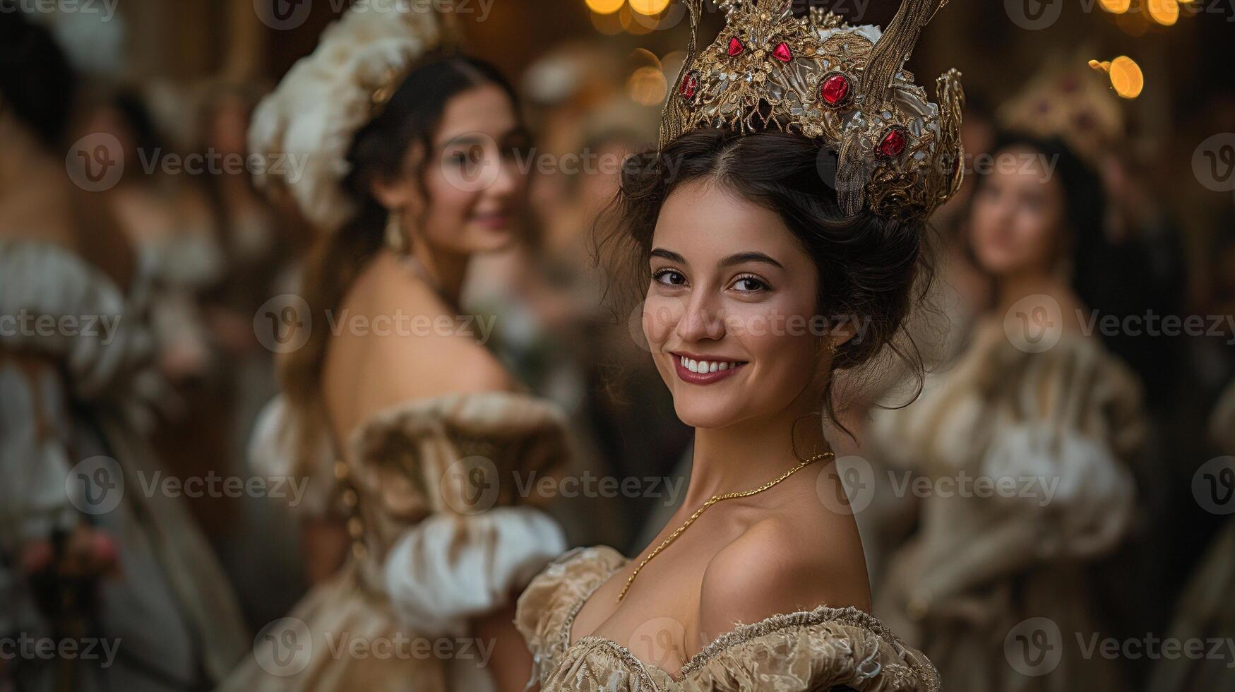 ai gerado medieval francês mascarada bola foto