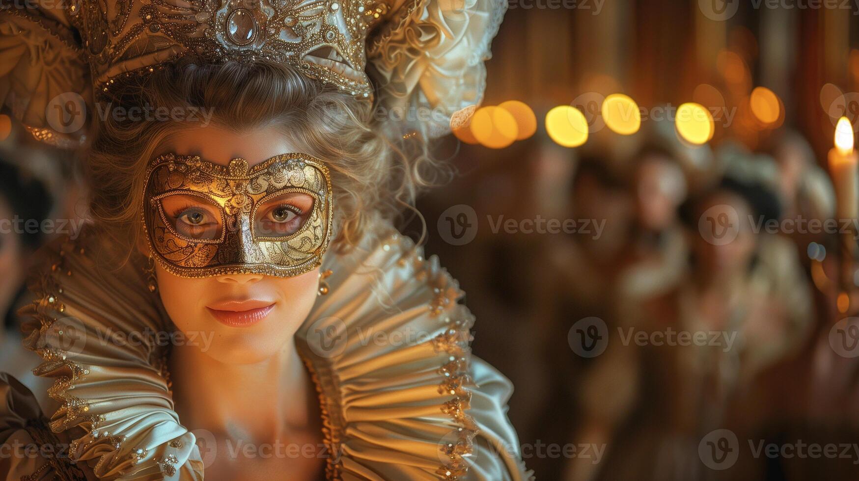 ai gerado medieval francês mascarada bola foto