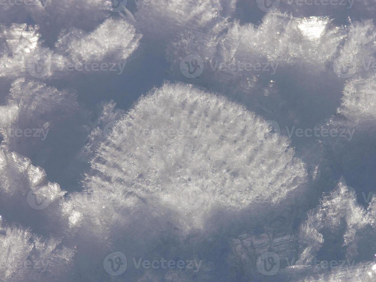 uma fechar acima do uma neve coberto superfície foto