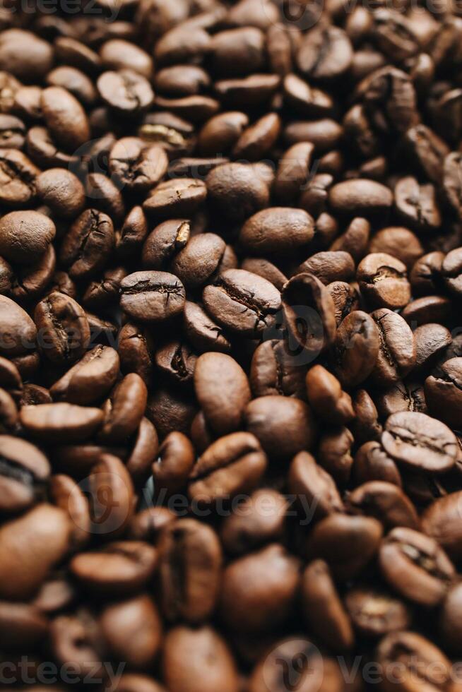 fechar acima do assado café feijões, pode estar usava Como uma fundo foto