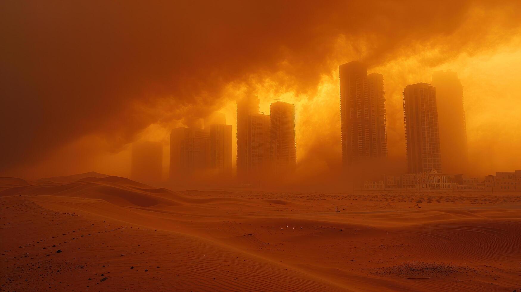 ai gerado alta edifícios cercado de fumaça foto