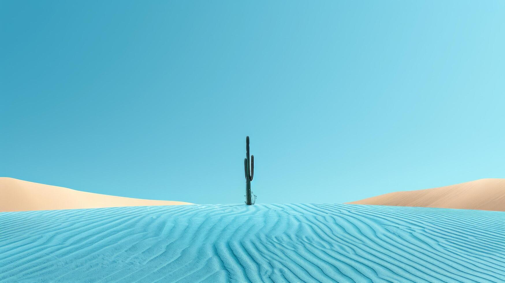 ai gerado uma deserto paisagem, com rolando areia dunas alongamento para dentro a distância e uma solteiro cacto foto