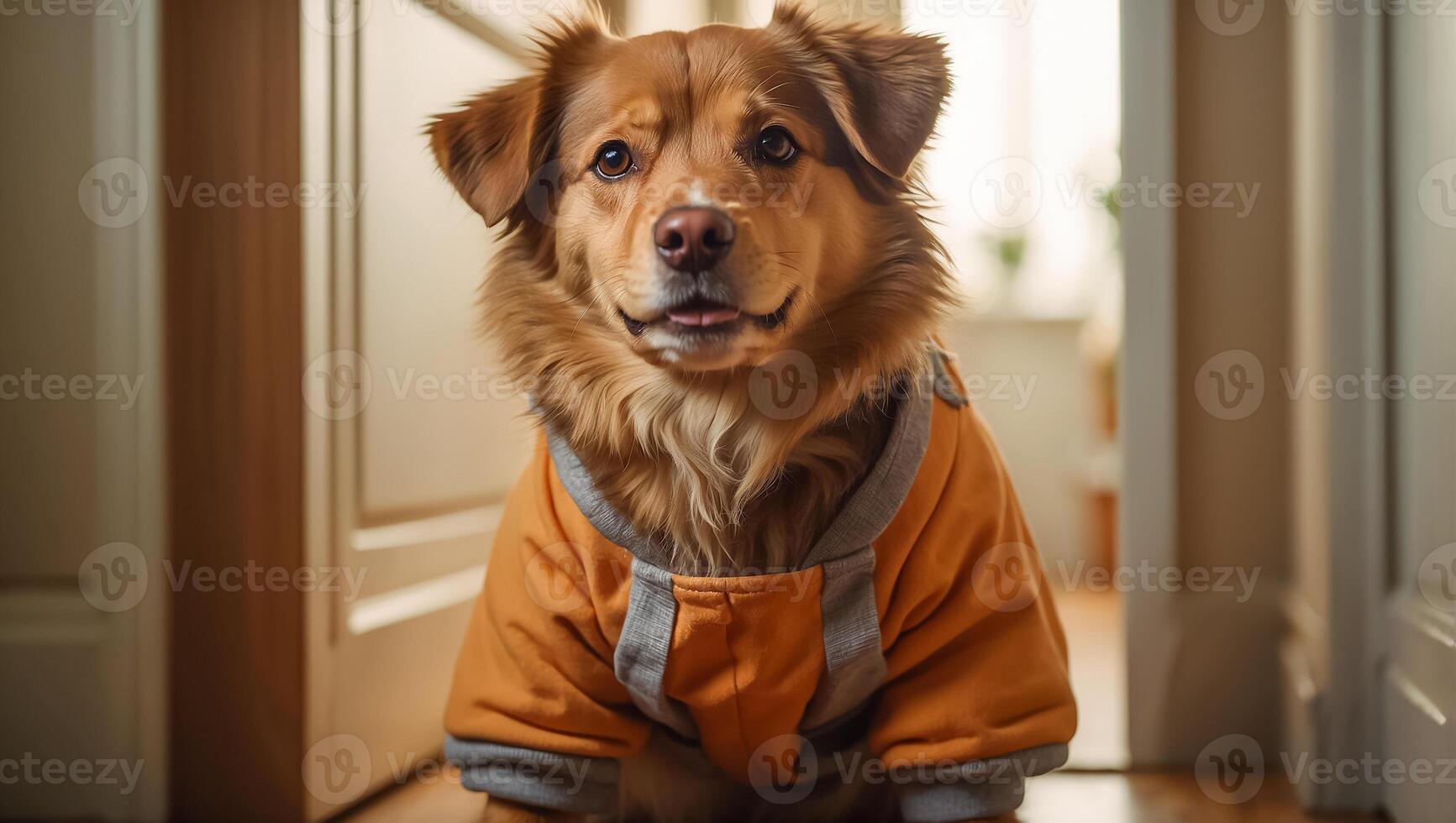 ai gerado fofa cachorro casa foto