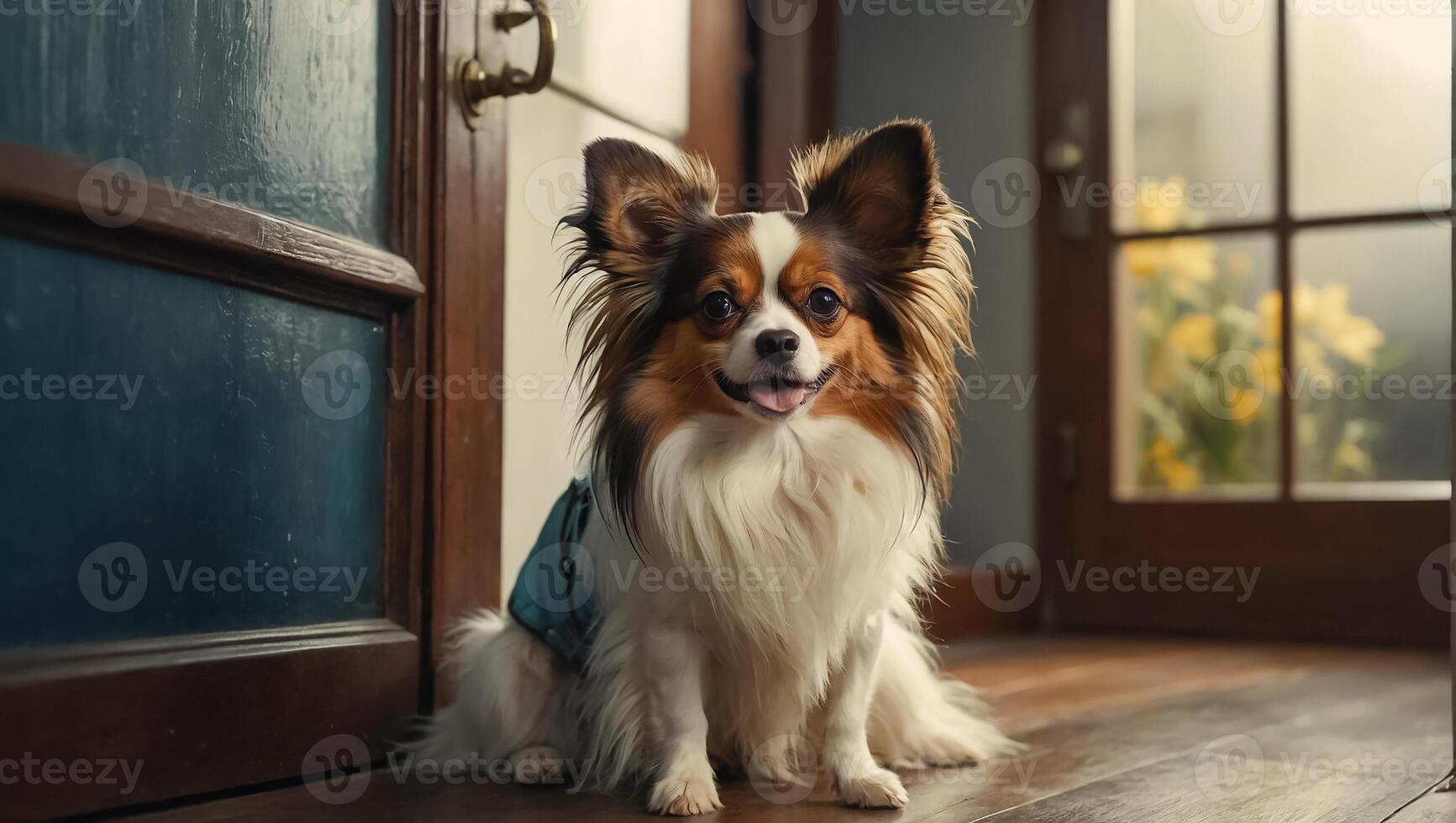 ai gerado fofa cachorro casa foto