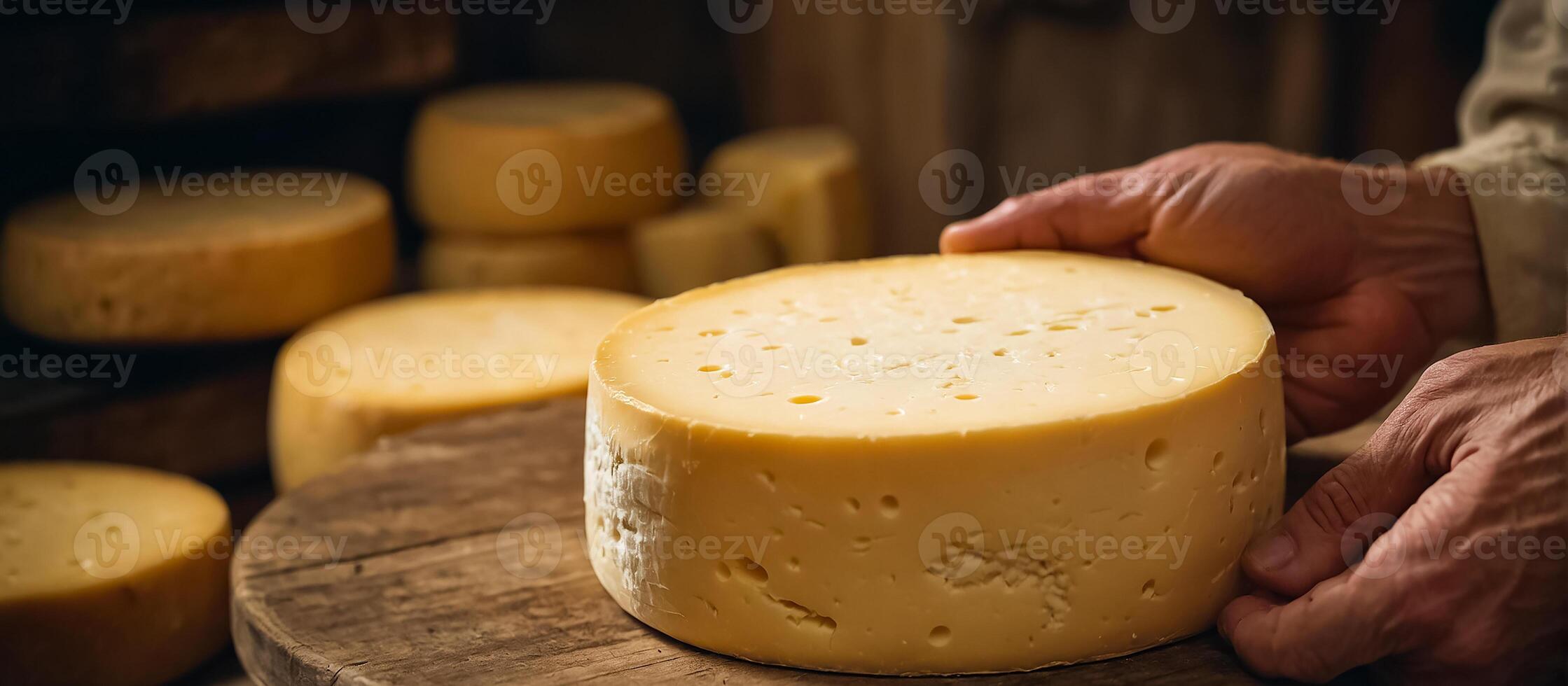 ai gerado do homem mãos com queijo foto