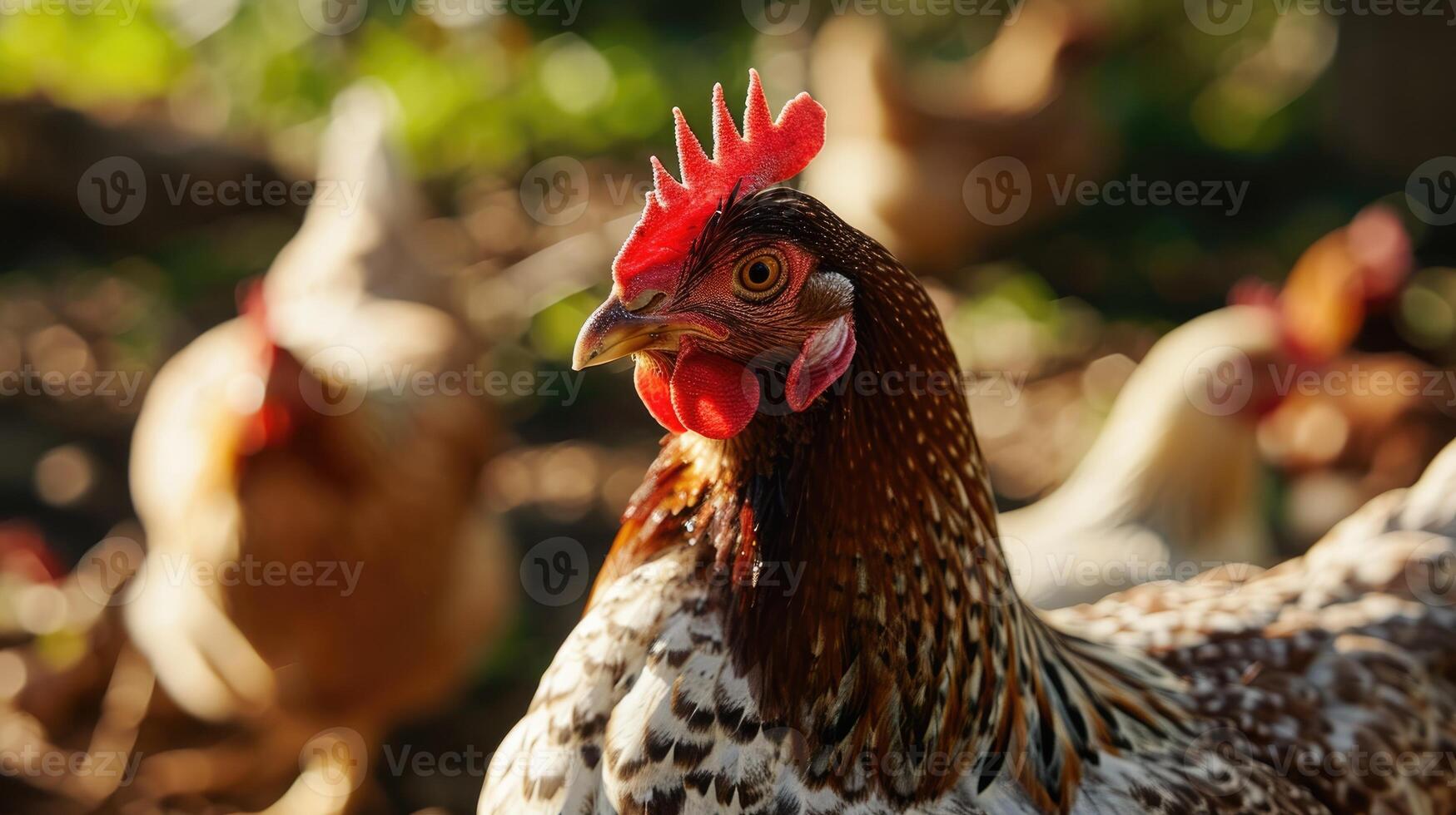 ai gerado galinha em a frango Fazenda. foto