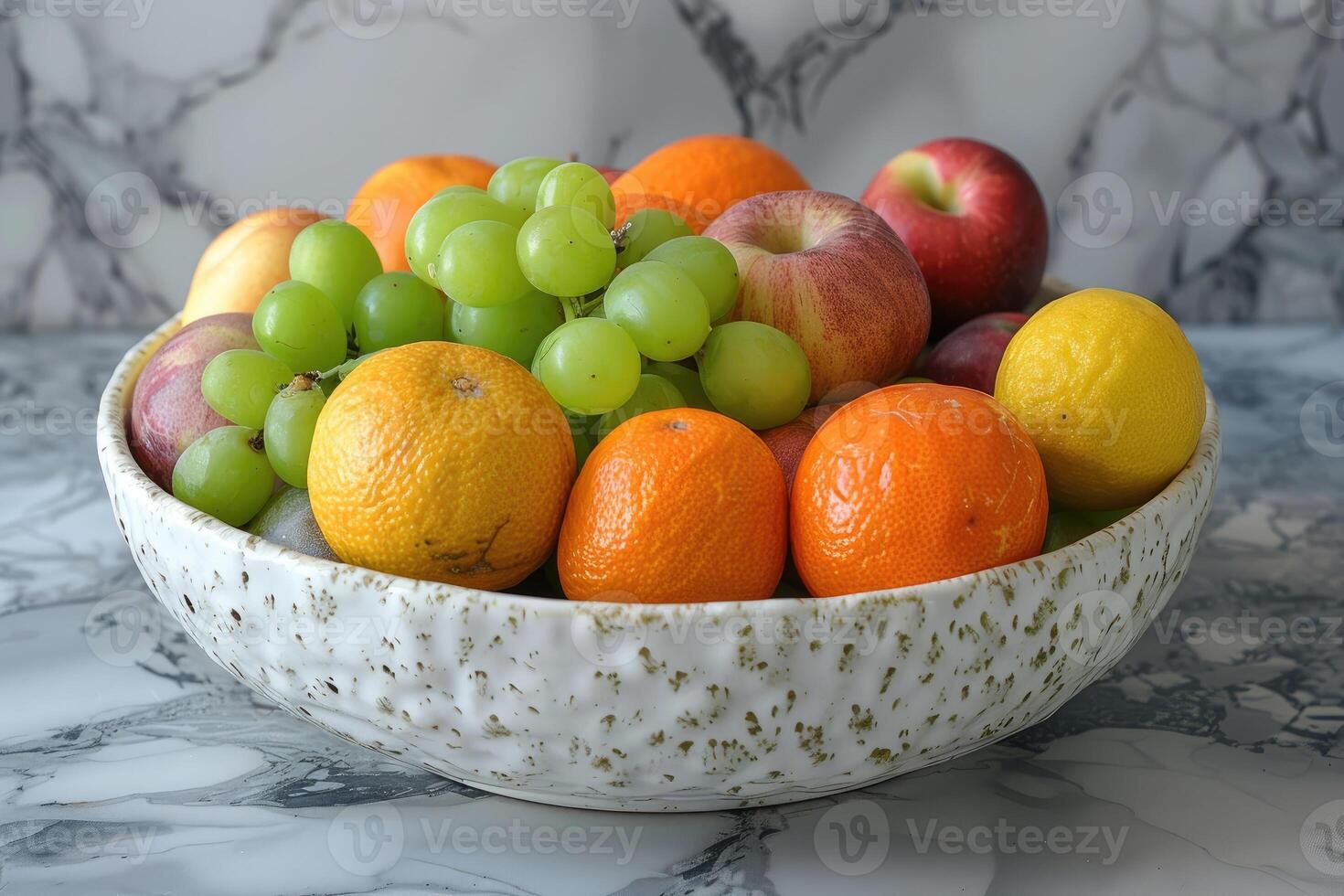 ai gerado café da manhã com uma fresco frutas tigela publicidade Comida fotografia foto