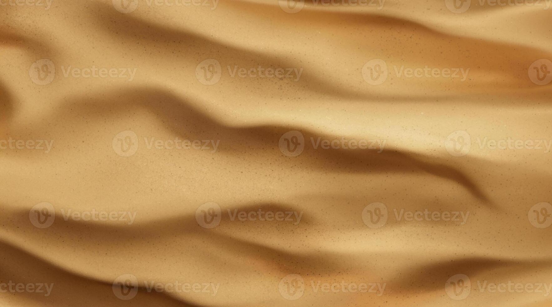 topo Visão do arenoso ondas, realista deserto ou de praia fundo com dourado dunas, oceano fundo, e granulado abstrato textura foto